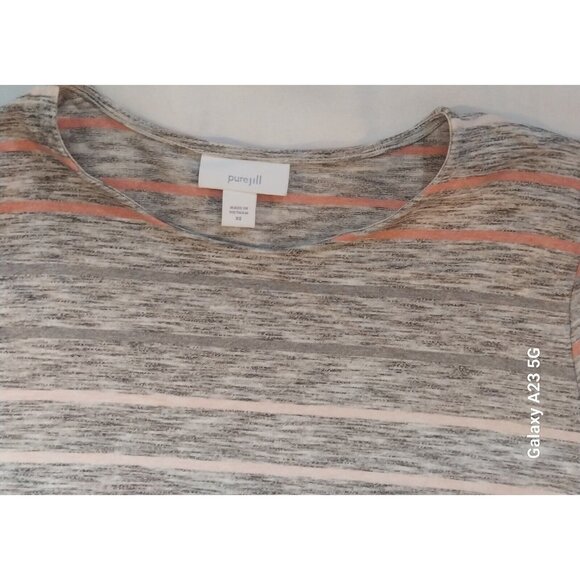 Pure Jill Gray & Pink Striped Long Sleeve Tunic Top Size M - Picture 3 of 8